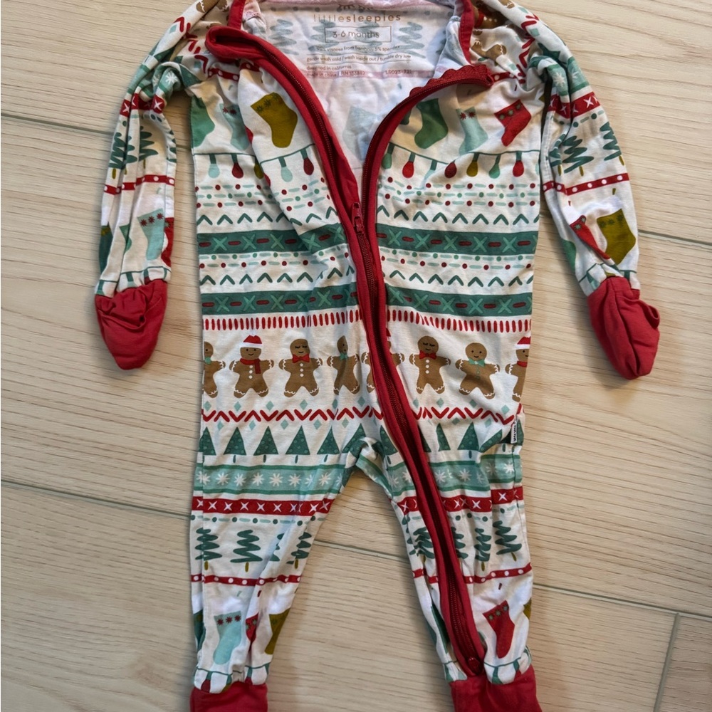 Little Sleepies Fair Isle Christmas Pajamas  size 3-6 months like new condition